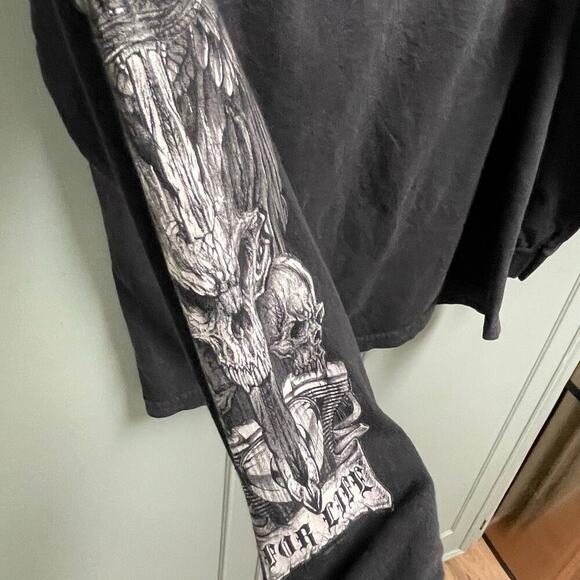 Ride Or Die Long Sleeve Graphic Shirt Sz Small Medium Gothic Skull Biker Grunge - Picture 4 of 5